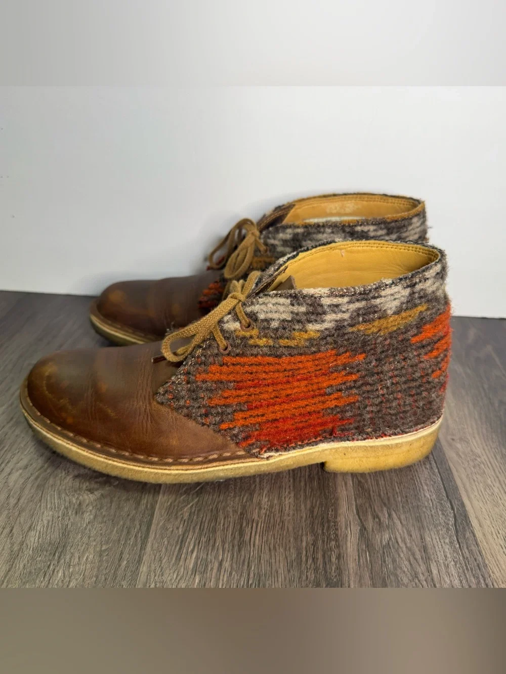 🔥Clarks x Woolrich Desert Boot Oiled Leather / Wool) Men's US Size 7